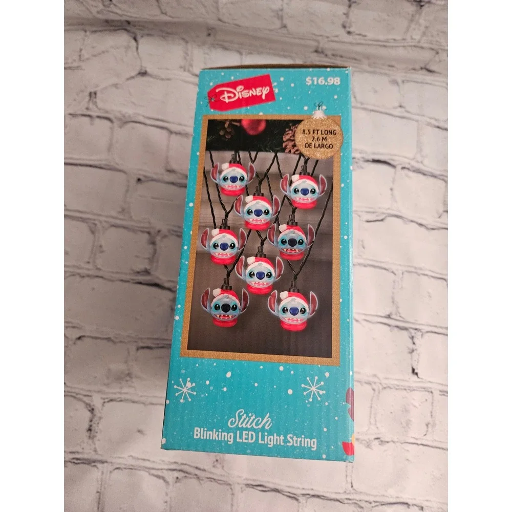 Disney Stitch LED String Lights Christmas 8.5ft Blue Red Good Blinking Holiday